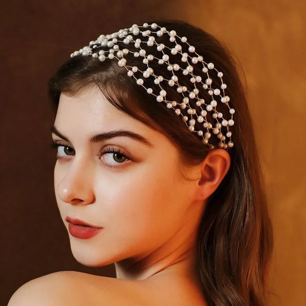 Bride Royal Queen Headband Princess Headpieces for Birthday pearl